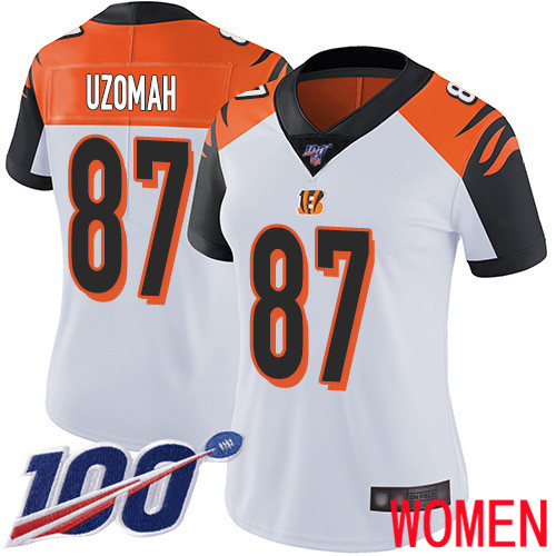 Cincinnati Bengals Limited White Women C J  Uzomah Road Jersey NFL Footballl #87 100th Season Vapor Untouchable